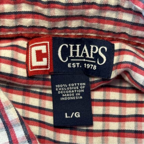 ⭐️ Chaps‎ Ralph Lauren Vintage Cotton Button Down Plaid Shirt Men's Size Large - Picture 5 of 5